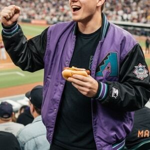 STARTER Purple and Black Bomber Jacket